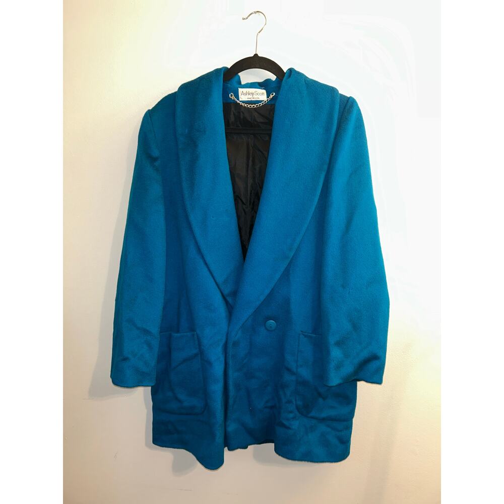 Ashley Scott 100% Wool Teal Blue Pea Coat, Sz Large*
